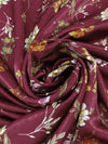 Cranberry/Dark Goldenrod/Dried Thyme/Multi 100% Polyester Floral Print Washed-Look Charmeuse 57W