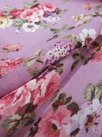 Orchid Purple/Cherry Pink/Sage/Multi 100% Polyester Floral Print Chiffon 56W