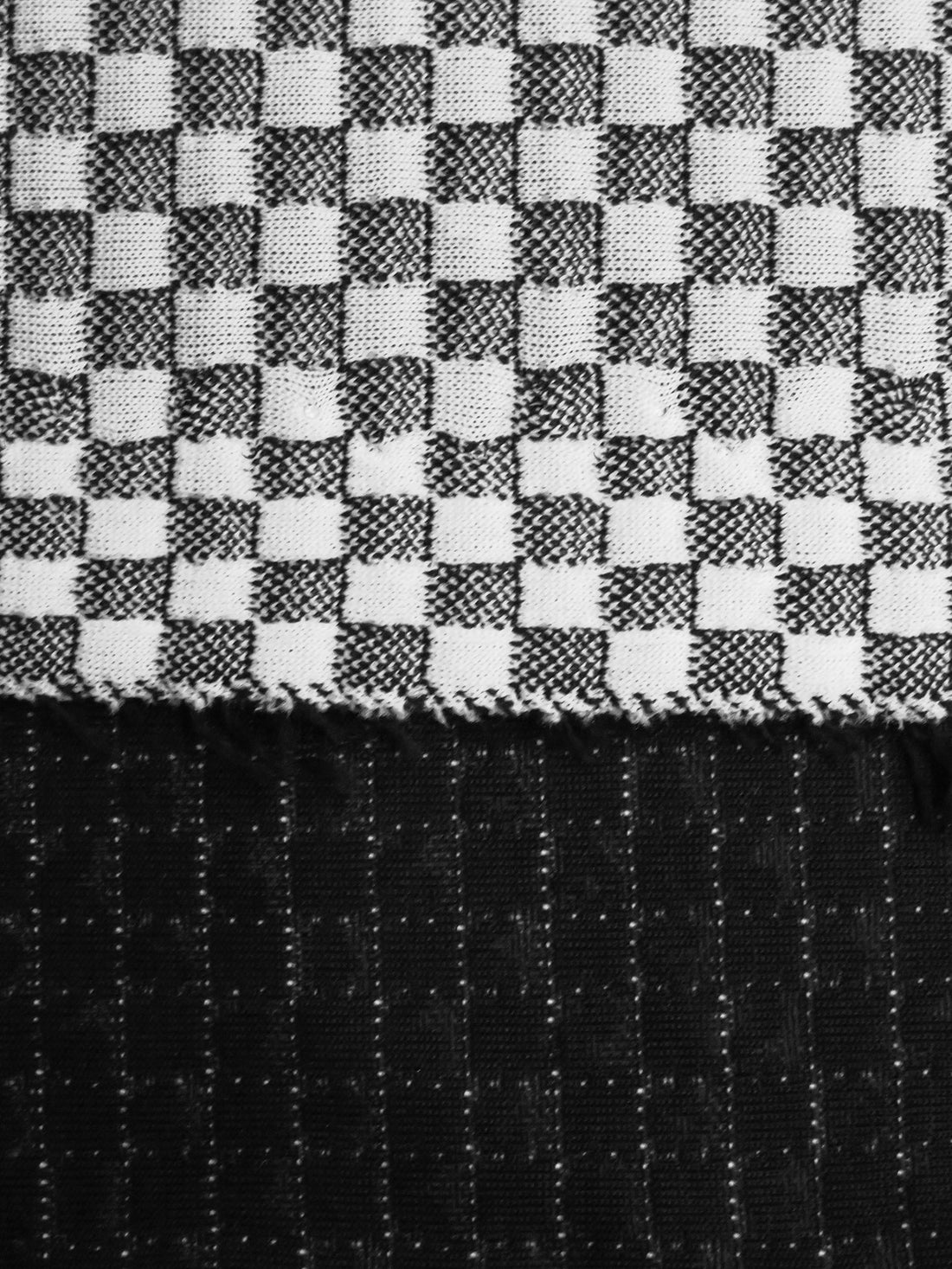 Black/White 100% Polyester Check Weave Power Air Grid Double Knit - Polartec - 74W