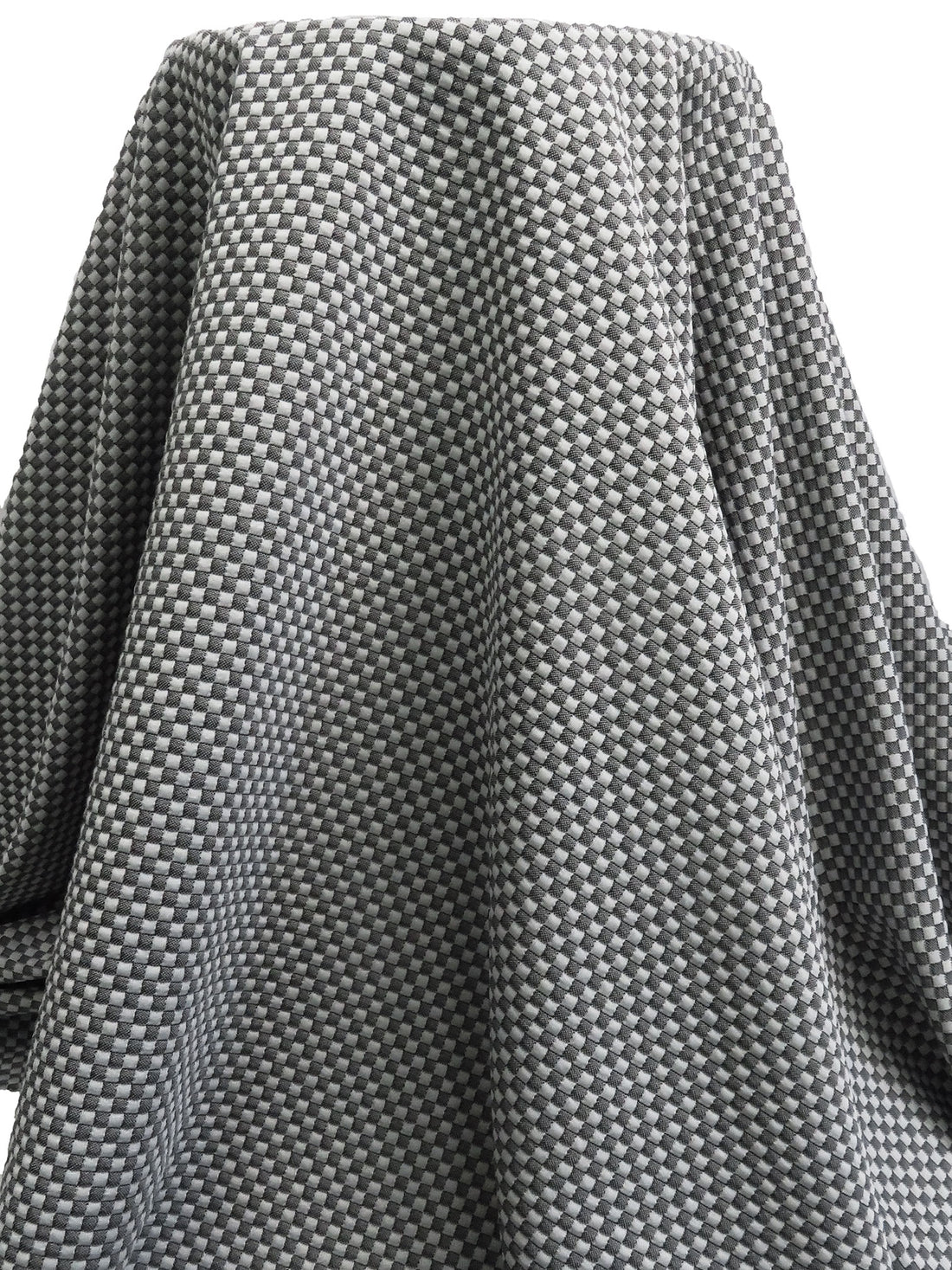 Black/White 100% Polyester Check Weave Power Air Grid Double Knit - Polartec - 74W