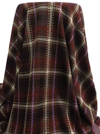Chocolate/Lilac/Black/Multi 100% Polyester Plaid Weave Jacquard Double Knit 58W
