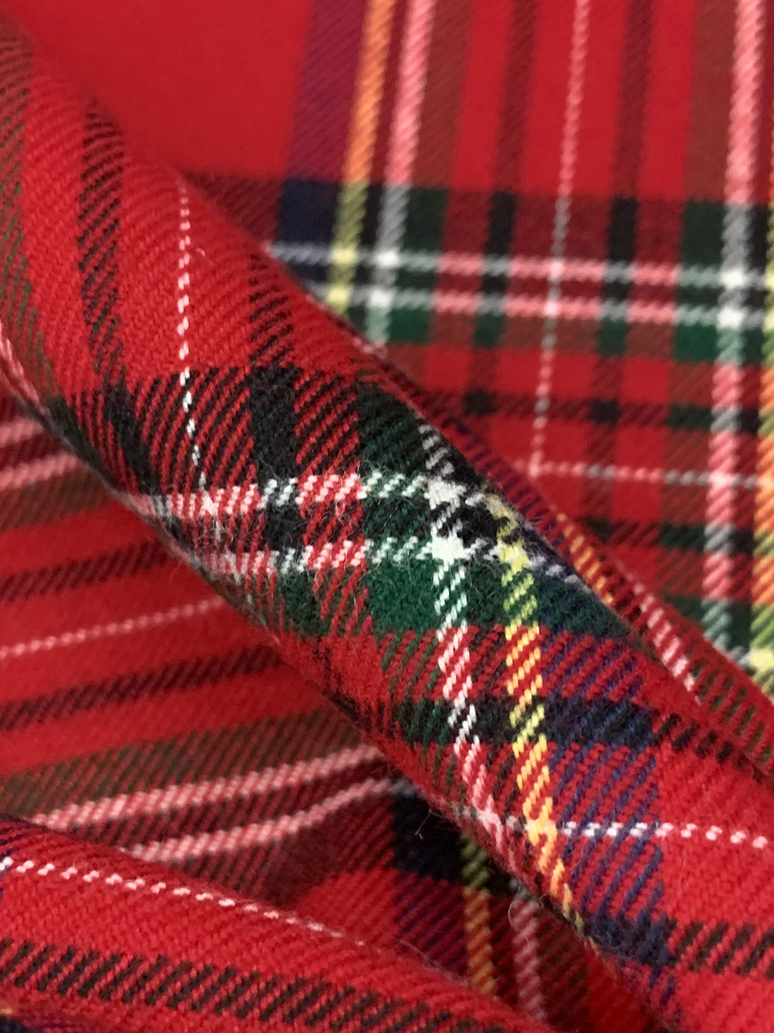 Classic Red/Navy/White/Peach 100% Cotton Plaid Flannel Shirting - NY Designer - 58W