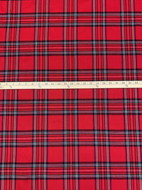 Classic Red/Navy/White/Peach 100% Cotton Plaid Flannel Shirting - NY Designer - 58W