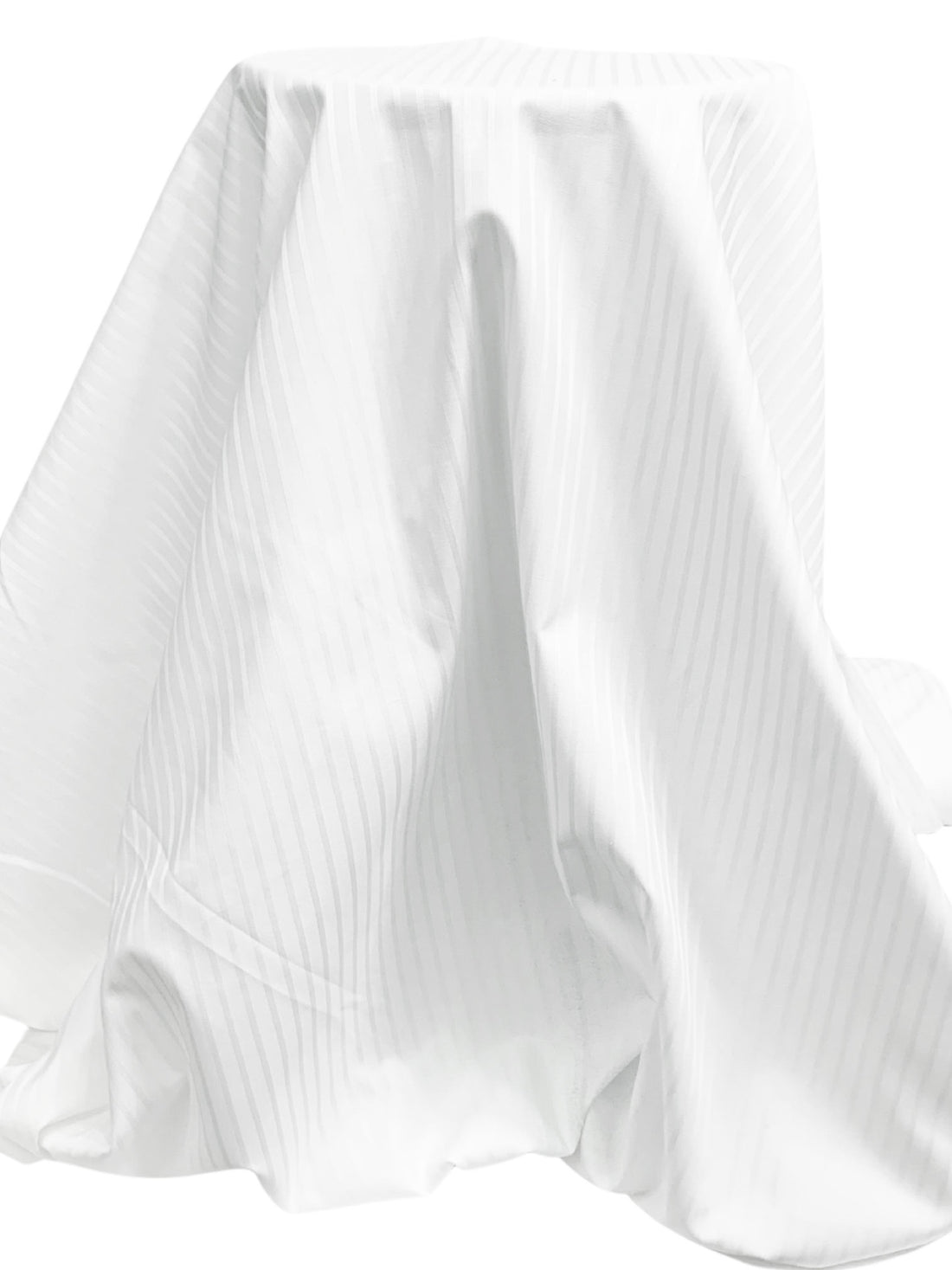 White 100% Cotton Vertical Fine Pique Stripe Shirting - Imported From Switzerland - 58W