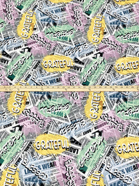 Canary/Off-White/Black 100% Polyester Newspaper Street Art Font Print Double Brushed Fleece Knit - NY Designer - 58W