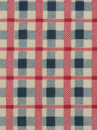 Dark Vanilla/Dark Lapis Blue/Cherry Red 100% Cotton Plaid Print Vintage Lawn - Albert Nipon - 34W