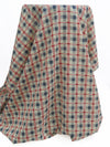 Cream/Admiral Blue/Crimson Red 100% Cotton Plaid Print Vintage Lawn - Albert Nipon - 34W