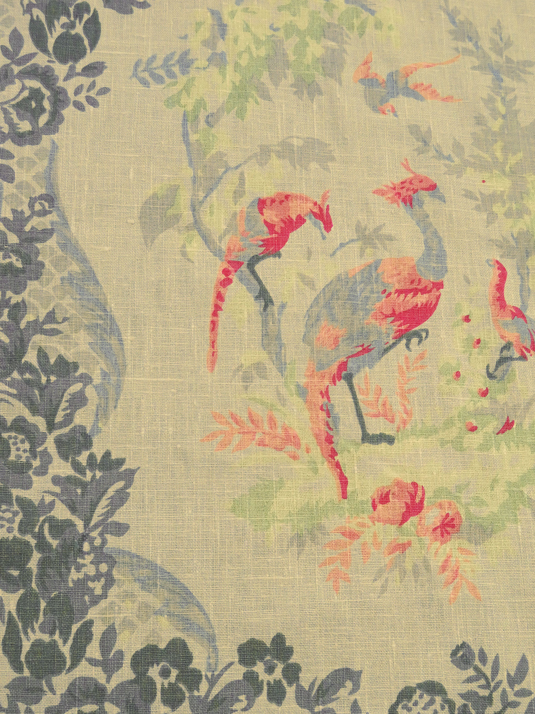 Ecru/Taupe Gray/Dark Peach/Multi Linen/Cotton Large Folk Pheasant Framework Print Linen Suiting 57W