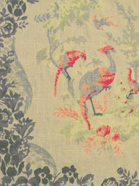 Ecru/Taupe Gray/Dark Peach/Multi Linen/Cotton Large Folk Pheasant Framework Print Linen Suiting 57W