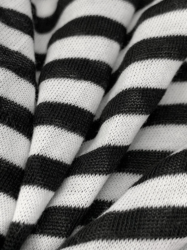 White/Black Polyester/Cotton Diagonal Stripe Yarn-Dyed Jersey Knit - Michael Stars - 56W