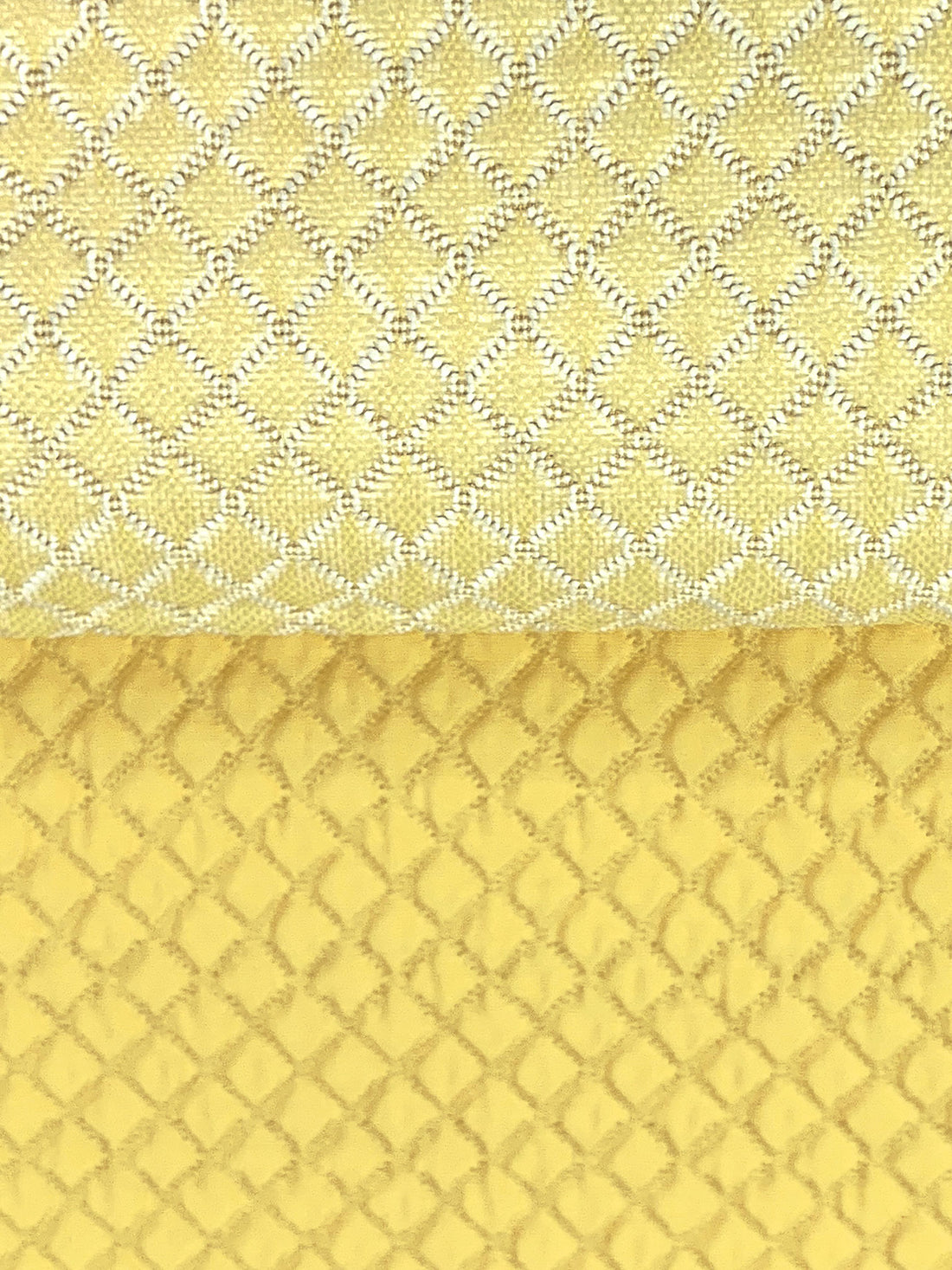 Soft Canary/White 100% Polyester Quilted-Look Diamond Weave Home Decor Woven 55W