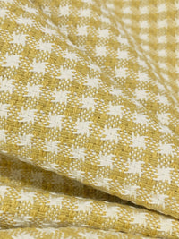 Brass/White 100% Polyester Novelty Check Weave Home Decor Woven 55W