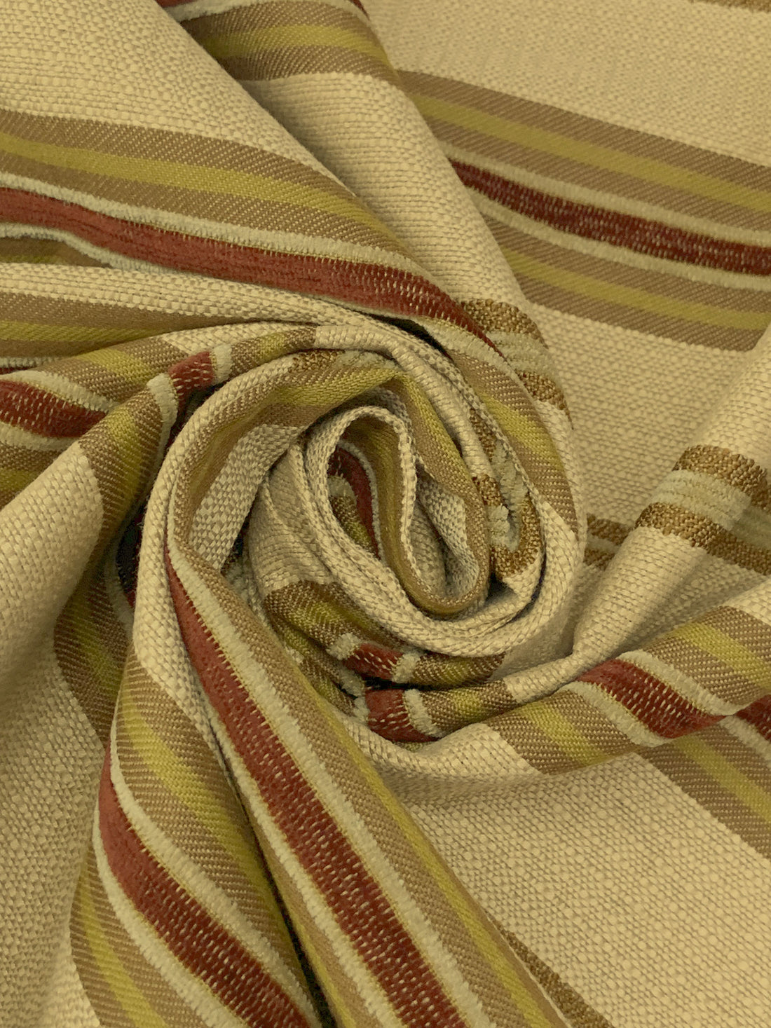 Mojave Tan/Chestnut Brown/Caper Green 100% Polyester Textured Horizontal Stripe Home Decor Woven 56W