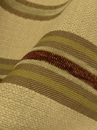 Mojave Tan/Chestnut Brown/Caper Green 100% Polyester Textured Horizontal Stripe Home Decor Woven 56W