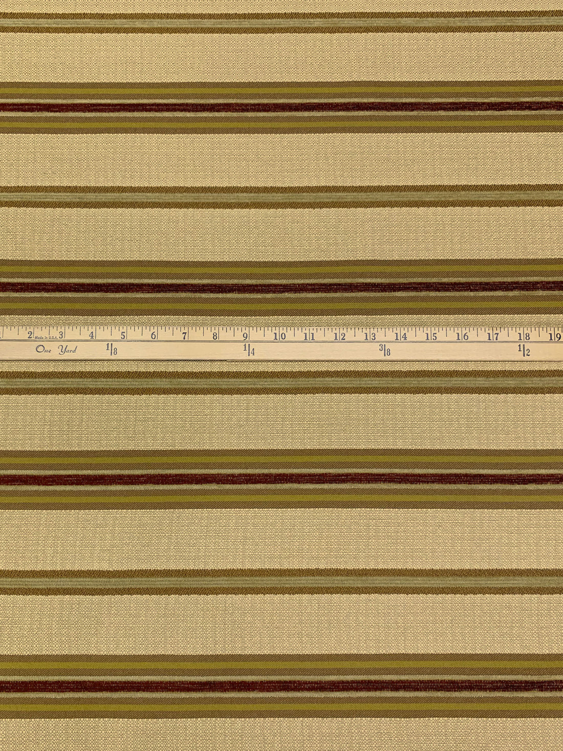 Mojave Tan/Chestnut Brown/Caper Green 100% Polyester Textured Horizontal Stripe Home Decor Woven 56W