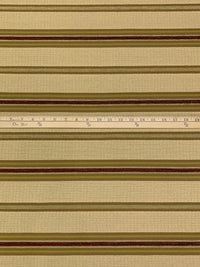 Mojave Tan/Chestnut Brown/Caper Green 100% Polyester Textured Horizontal Stripe Home Decor Woven 56W