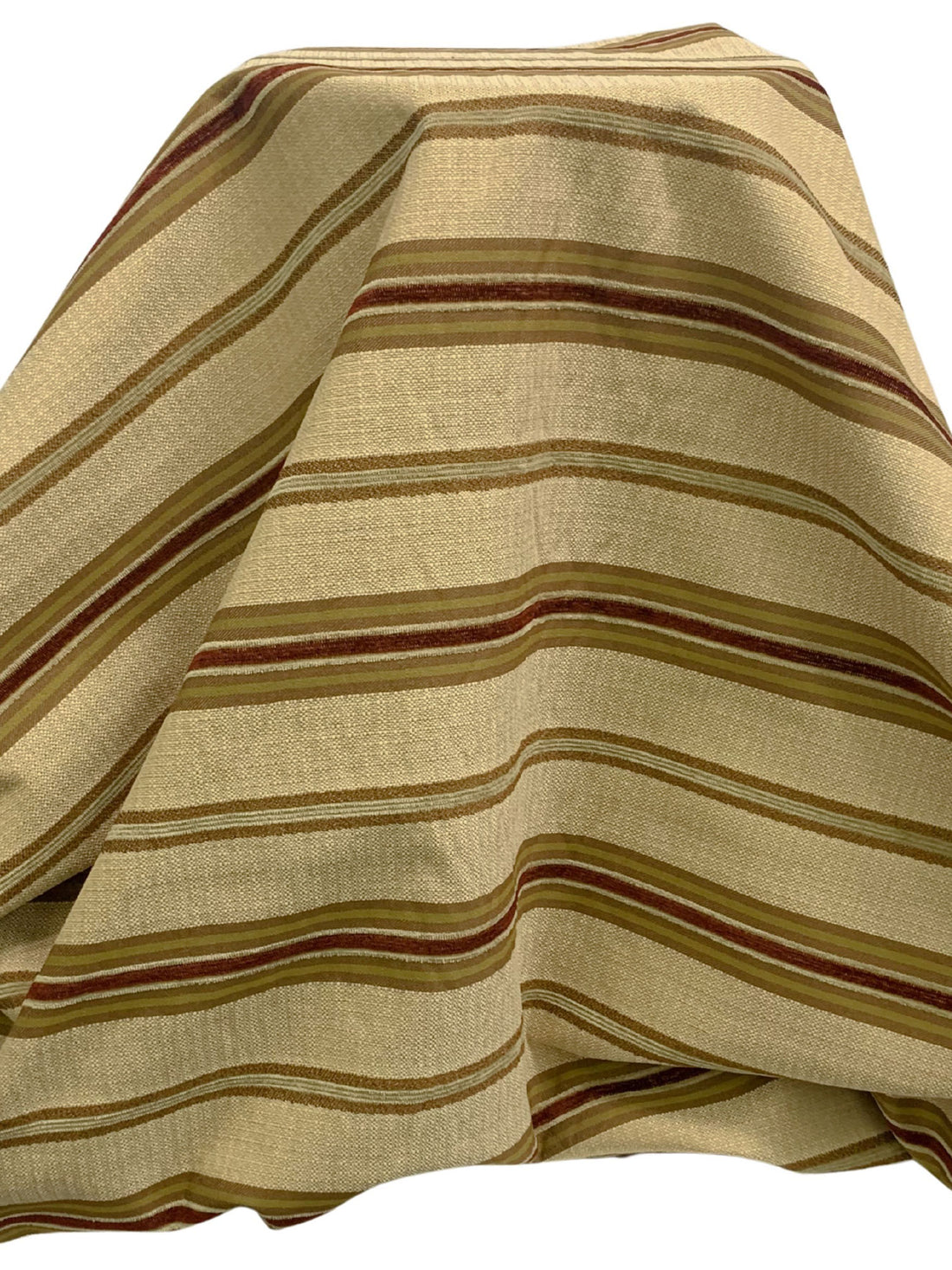 Mojave Tan/Chestnut Brown/Caper Green 100% Polyester Textured Horizontal Stripe Home Decor Woven 56W