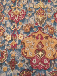 Tan/Barn Red/Muted Denim/Multi 100% Linen Weathered Ornate Print Midweight Woven 58W