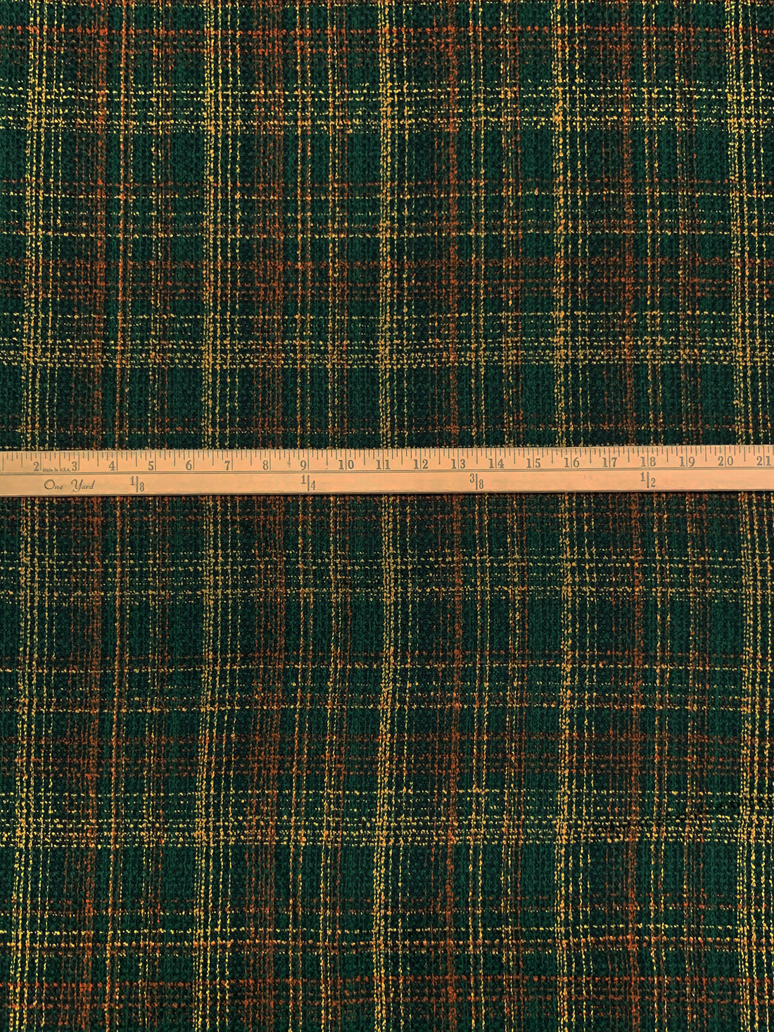 Deep Moss/Scarlet Fire/Dandelion 100% Polyester Novelty Weave Boucle Suiting - NY Designer - 58W