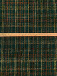 Deep Moss/Scarlet Fire/Dandelion 100% Polyester Novelty Weave Boucle Suiting - NY Designer - 58W