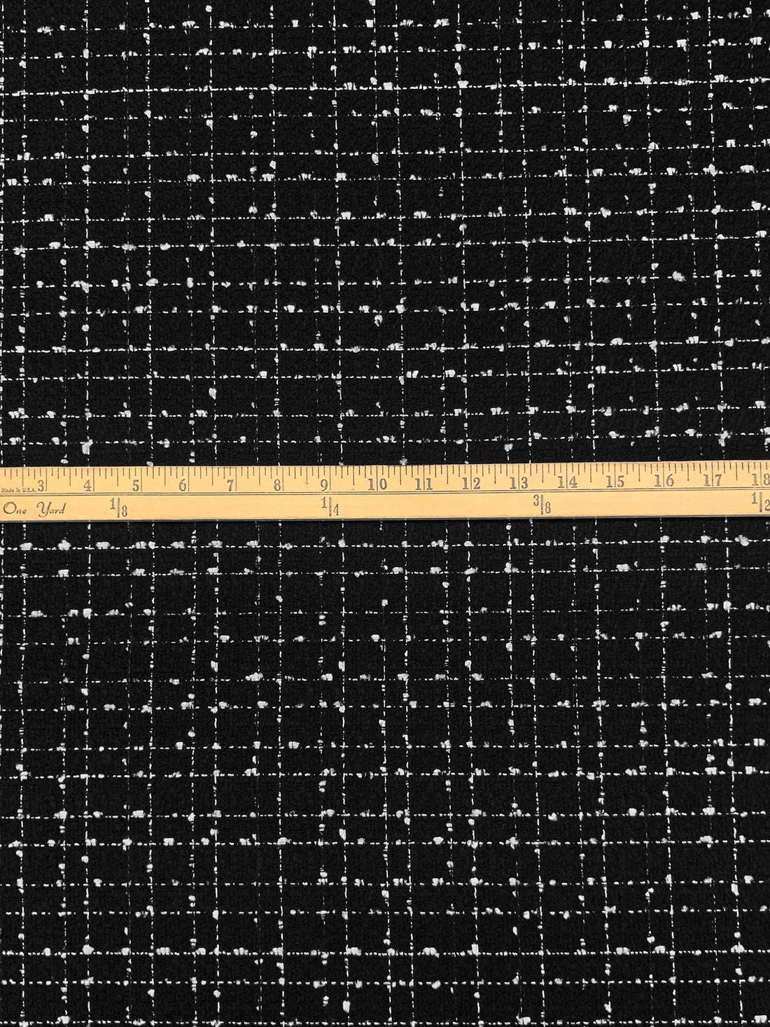 Black/Platinum White 100% Polyester Novelty Eyelash Plaid Weave Boucle Suiting - NY Designer - 58W