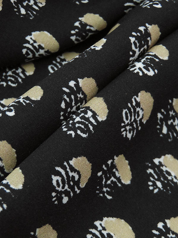 Black/Muted Golden Olive/White 100% Rayon Abstract Dot Print Challis - Michael Stars - 58W