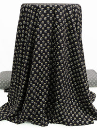 Black/Muted Golden Olive/White 100% Rayon Abstract Dot Print Challis - Michael Stars - 58W