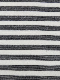 Rice White/Black/Silver Rayon/Metallic/Lycra Horizontal Stripe Sweater Jersey Knit - Michael Stars - 48W