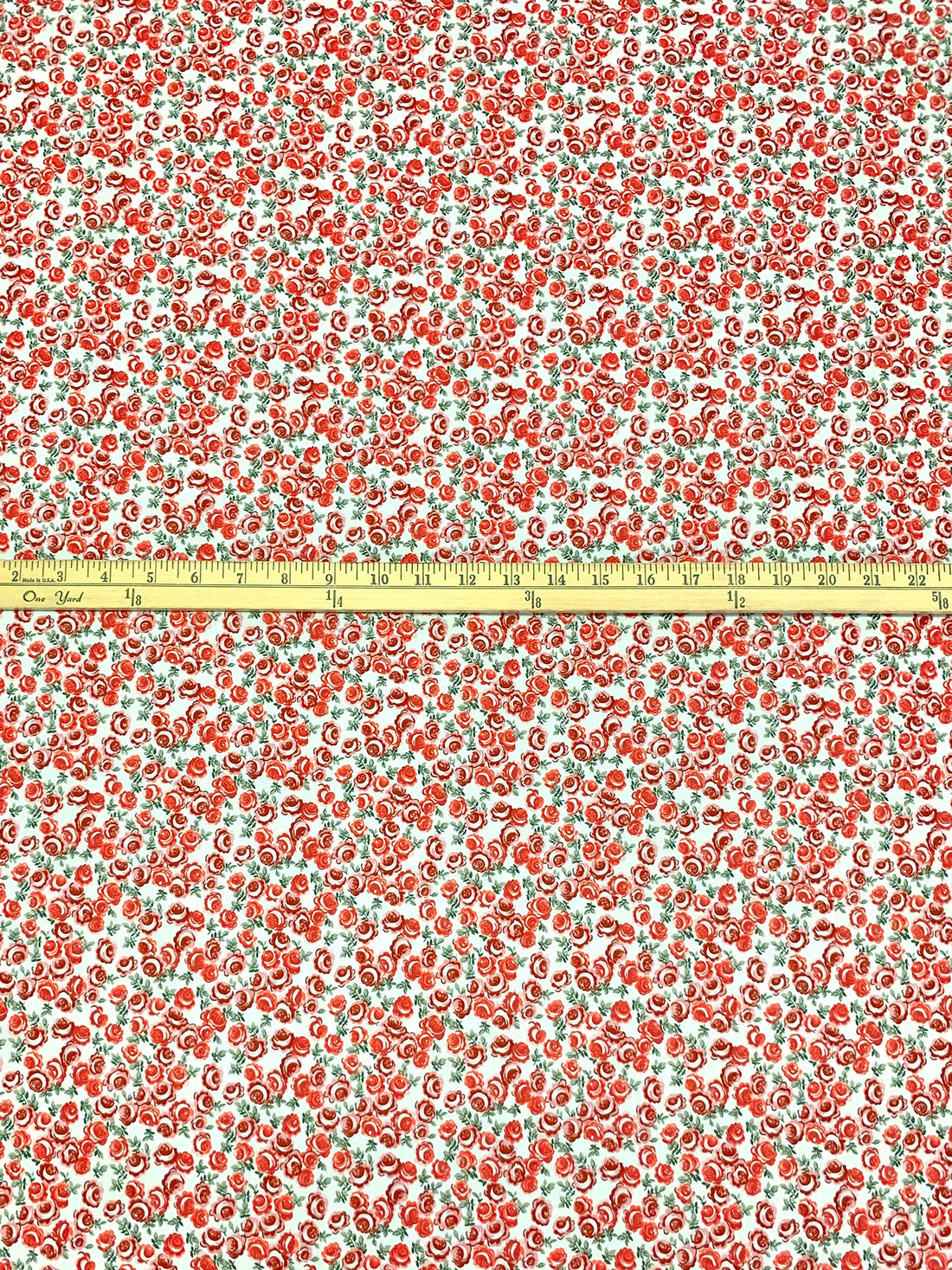 White/Dark Coral/Auburn Shadow/Pale Moss 100% Cotton Ditsy Floral Print Lawn 56W