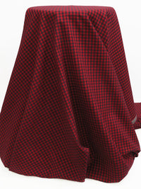 Fire Engine Red/Black 100% Cotton Check Plaid Weave Brushed Shirting - NY Designer - 56W