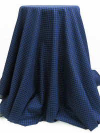 Twilight Blue/Black 100% Cotton Check Plaid Weave Brushed Shirting - NY Designer - 56W