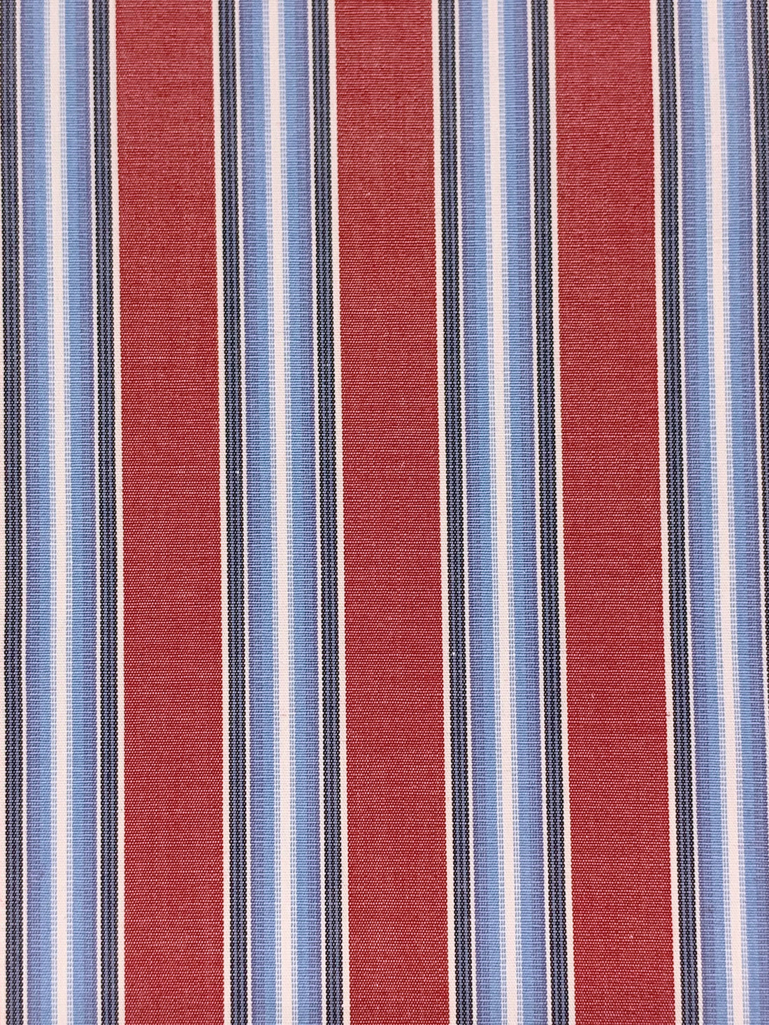 Old Brick/Light Cobalt Blue/White 100% Cotton Vertical Yarn-Dyed Stripe Shirting 58W