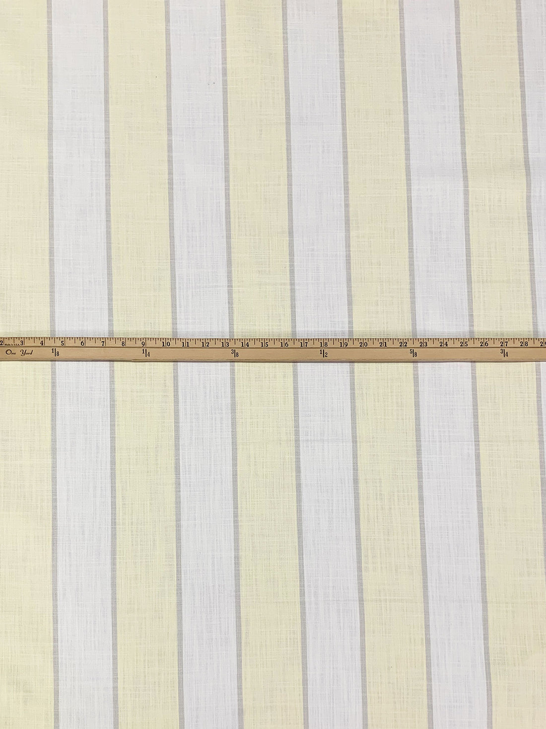Lemon Meringue/Off-White Linen/Cotton Vertical Stripe Home Decor Canvas 55W