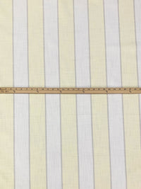 Lemon Meringue/Off-White Linen/Cotton Vertical Stripe Home Decor Canvas 55W