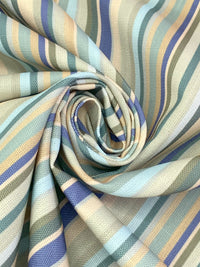 Admiral Blue/Dark Jungle/Light Yellow/Multi 100% Polyester Vertical Stripe Print Canvas 53W