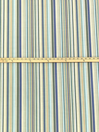 Admiral Blue/Dark Jungle/Light Yellow/Multi 100% Polyester Vertical Stripe Print Canvas 53W