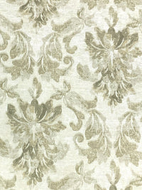 Deep Green Tea/Off-White 100% Polyester Damask Print Chenille-Look Home Decor Woven 55W