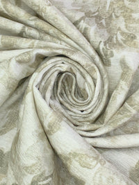 Deep Green Tea/Off-White 100% Polyester Damask Print Chenille-Look Home Decor Woven 55W