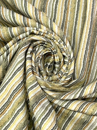 Edamame/Buff/Off-White/Multi 100% Cotton Vertical Corded-Look Print & Looped Stitch Canvas Suiting 57W