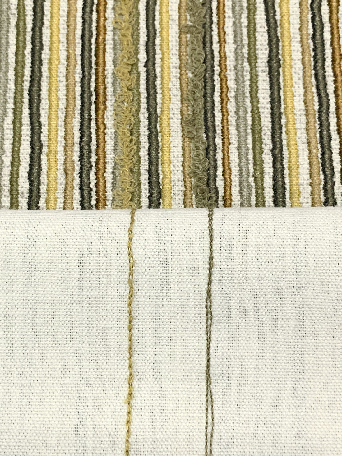 Edamame/Buff/Off-White/Multi 100% Cotton Vertical Corded-Look Print & Looped Stitch Canvas Suiting 57W