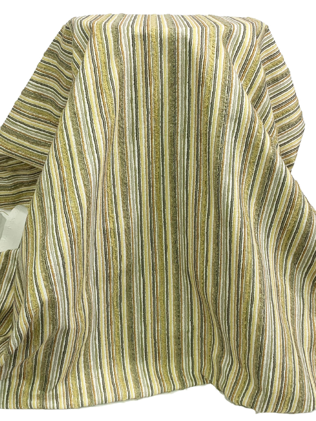 Edamame/Buff/Off-White/Multi 100% Cotton Vertical Corded-Look Print & Looped Stitch Canvas Suiting 57W