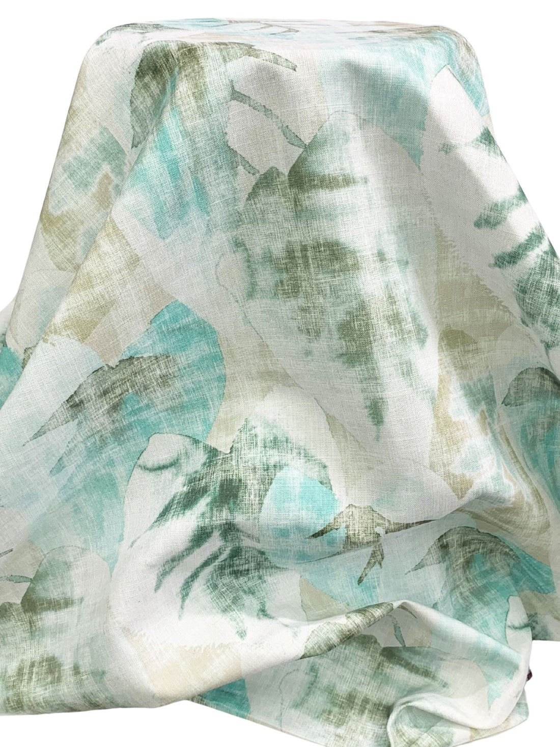 Medium Turquoise/Rifle Green/Off-White 100% Polyester Painterly Floral Print Home Decor Woven 54W