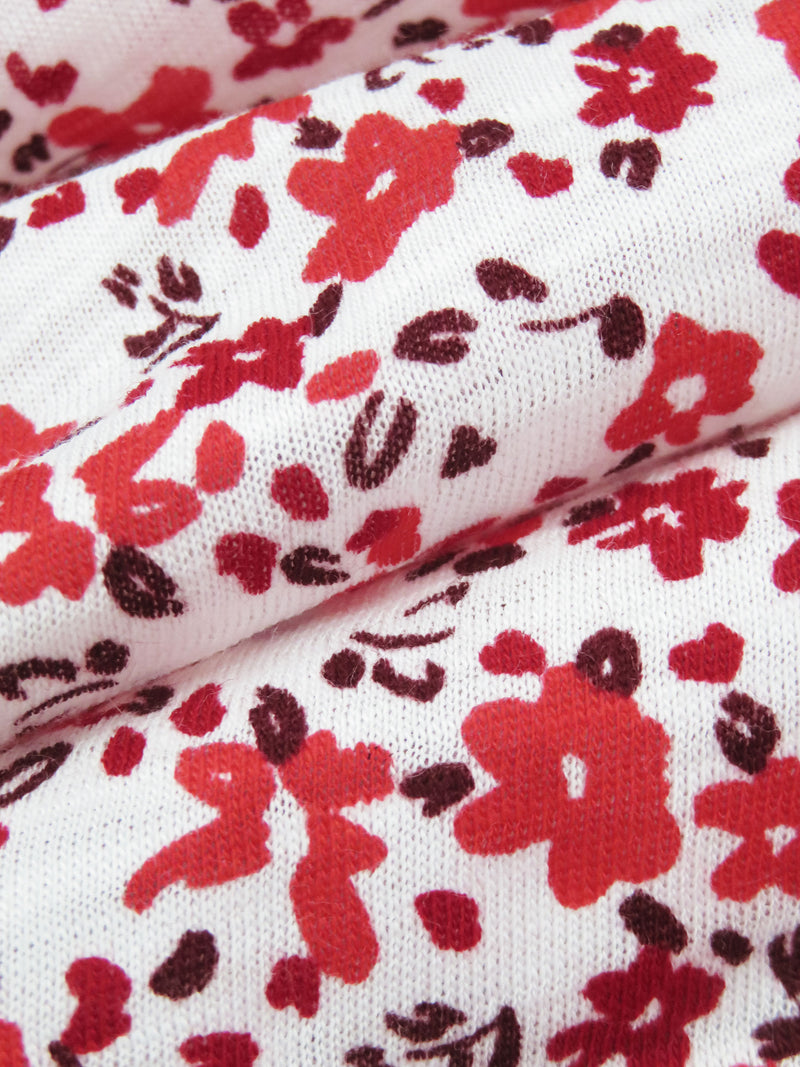 White/Apple Red/Crimson/Multi 100% Cotton Small Floral Print Jersey Knit - Michael Stars - 52W