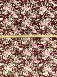 Garnet/Baby Pink/White Polyester/Lycra Floral Print Scuba Suede Knit 60W