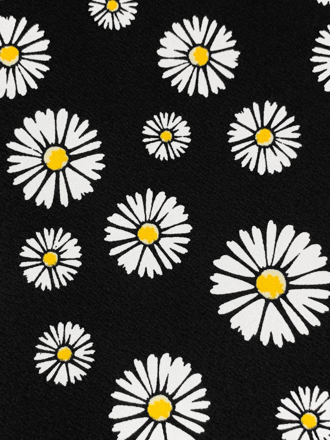 Black/Deep Lemon/White Polyester/Lycra Daisy Print Liverpool Double Knit 58W