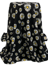 Black/Deep Lemon/White Polyester/Lycra Daisy Print Liverpool Double Knit 58W