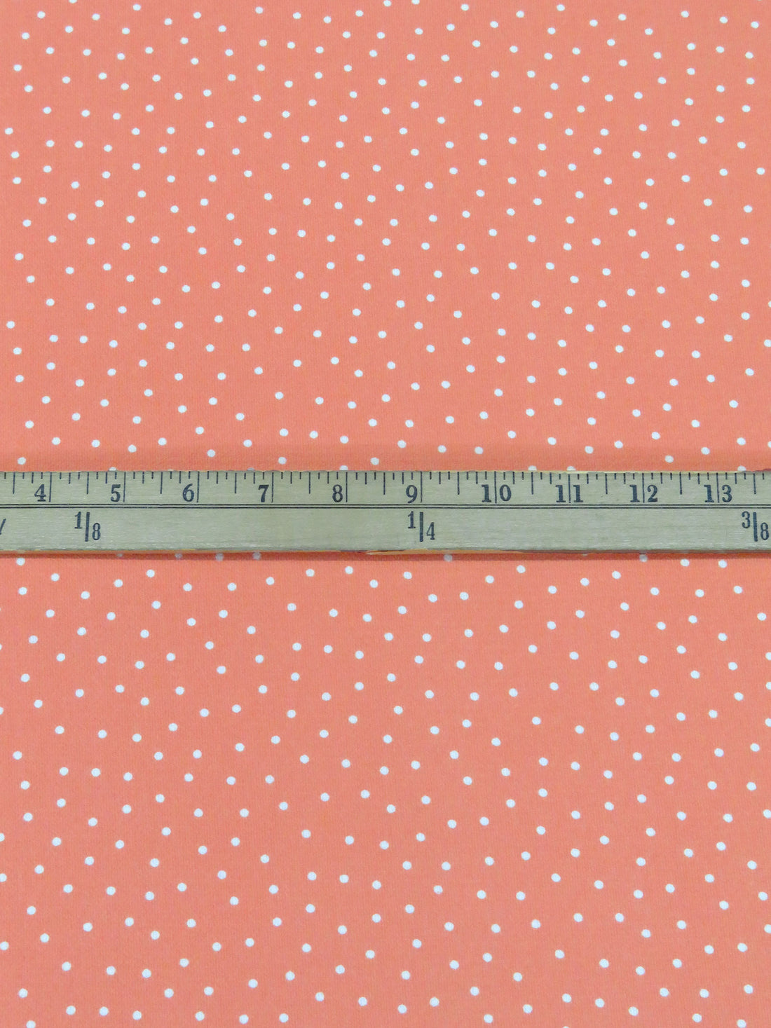 Coral Peach/White Polyester/Lycra Scattered Dot Print Bubble Crepe Blouse Weight Woven 58W