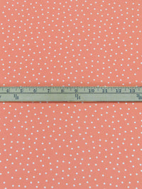 Coral Peach/White Polyester/Lycra Scattered Dot Print Bubble Crepe Blouse Weight Woven 58W