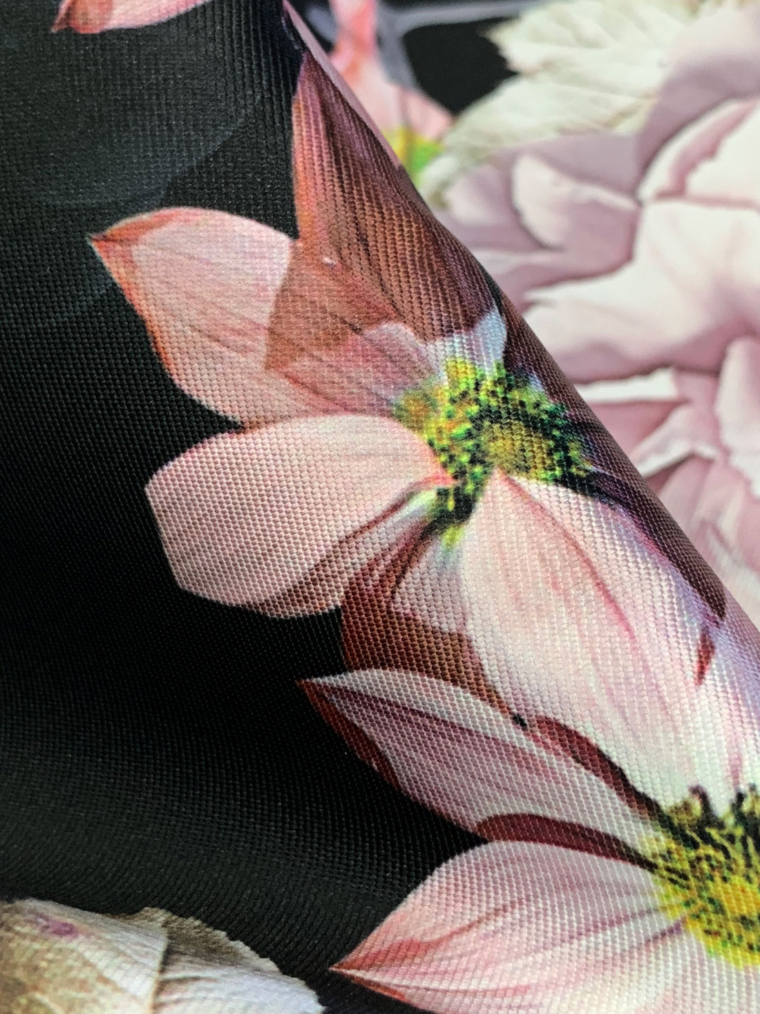 Black/Dark Slate Gray/Off-White/Copper Rose 100% Polyester Digital Floral Print Mikado Satin Twill - NY Designer - 56W