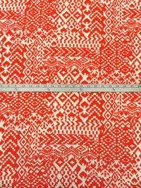 Scarlet/Cream 100% Polyester Abstract Geometric Print Peachskin Blouse Weight Woven 56W